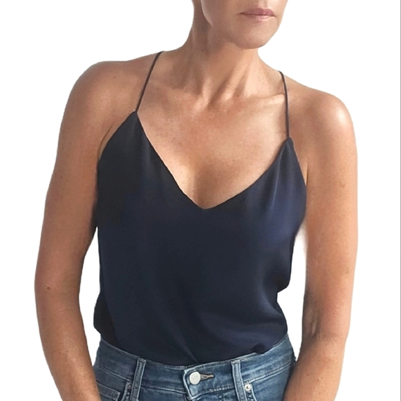 J. CREW Carrie Navy Blue Silk Racerback Camisole - Picture 1 of 12